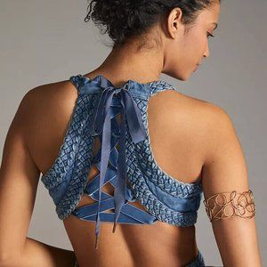 Anthropologie Pilcro Sexy Lace-up Denim Midi dress 10